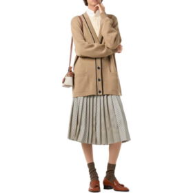 Loro Piana 25FW  撞色饰边V领单排扣羊绒罩衫（DQJ*MM）