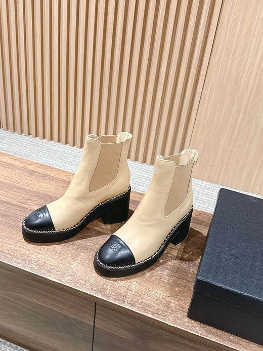 香奈儿新款拼接链条粗跟短靴（ZX*DBG） 商品图2
