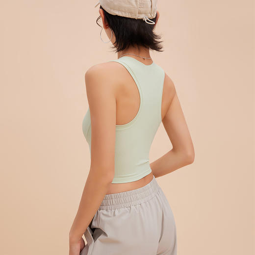 跃牌【安琪拉系列】新款固定杯运动背心速干女螺纹健身运动文胸工字美背瑜伽内衣BX-5101 商品图1