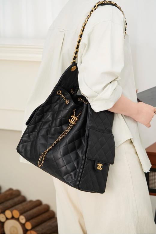 香奈儿 25S hobo 25bag 抽绳水桶包 黑金 （LZ*MM） 商品图4