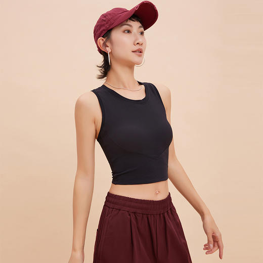 跃牌【安琪拉系列】新款固定杯运动背心速干女螺纹健身运动文胸工字美背瑜伽内衣BX-5101 商品图3
