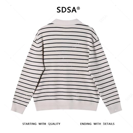82510SDSA男士秋冬新款痞帅男装时尚简约撞色条纹翻领纽扣开衫针织毛衣 商品图5