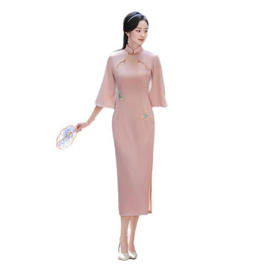 GX苏杭改良年轻款倒大袖斜纹绣花旗袍2025秋新款日常可穿感旗袍 商品图4