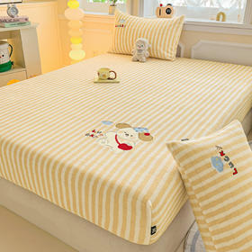 【清仓79元三件套】A类高克重贴布绣牛奶绒床笠+枕套*2【不支持退换货】