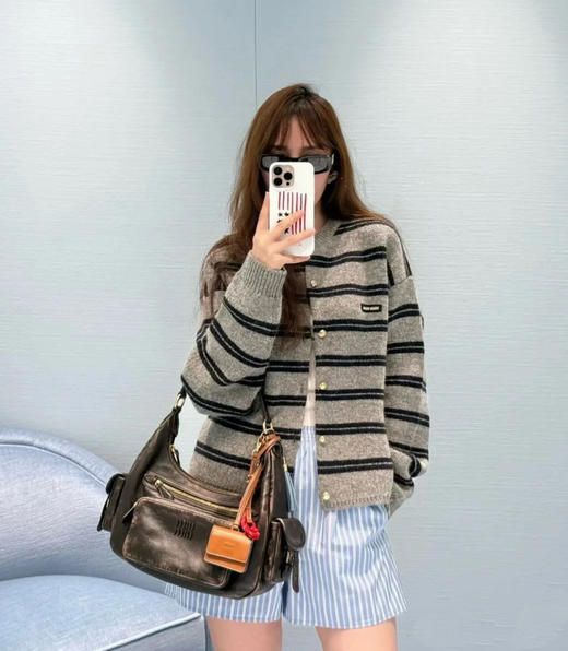 缪缪 25早秋新款条纹开衫 订织订染美利奴进口面料（TM） 商品图6