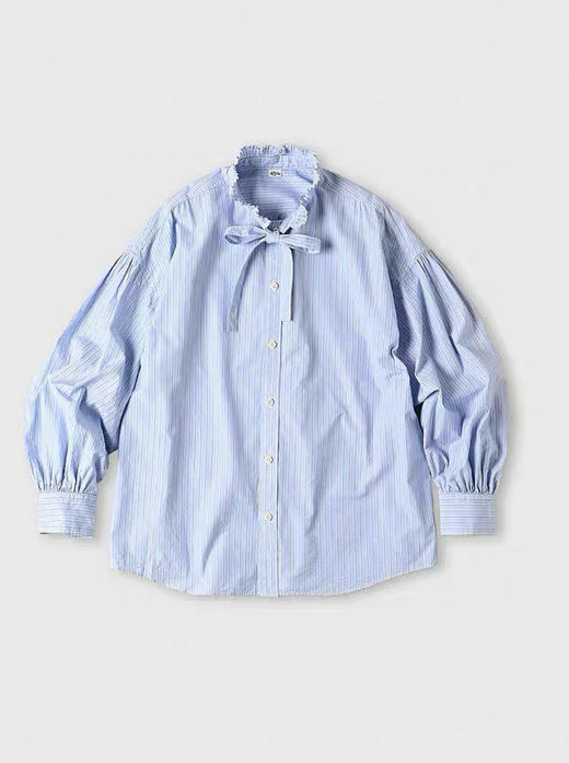 1012-5 绝美 45R高端日系风 精梳棉 单穿叠穿 蓝色条纹衬衫 衬衫领29号才发 商品图1