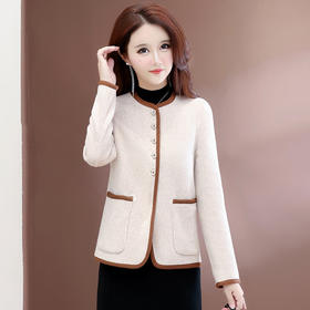 QYM 25FB31-Y小香风毛呢外套双面毛呢上衣