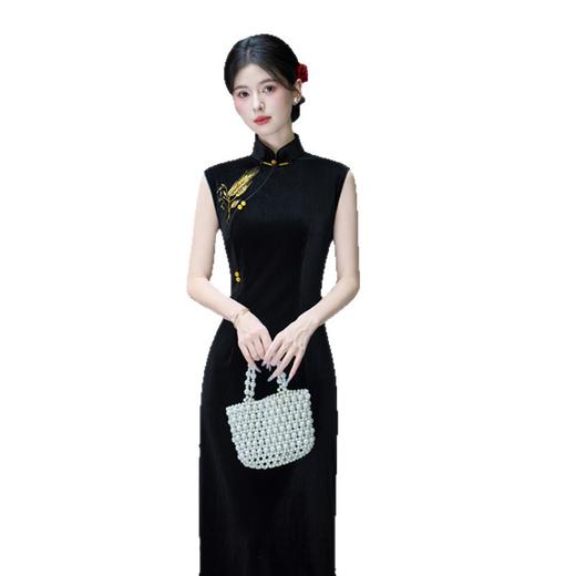 GX丝绒绣花长款无袖新中式旗袍2025初秋新款时尚改良感日常旗袍 商品图4