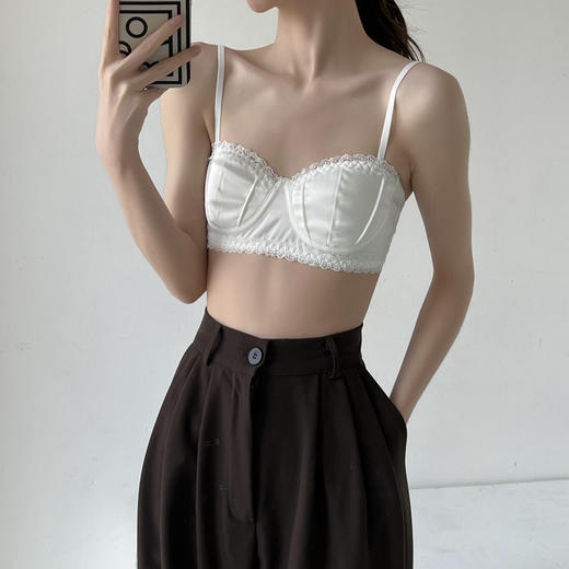 【2件超值装！】法式蕾丝内衣女绸缎小胸聚拢不空杯 无钢圈半杯裹胸舒适透气文胸罩 商品图2