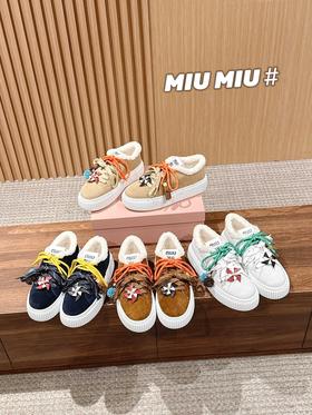 缪缪 秋冬新款 厚底  休闲小白鞋 羊毛饼干鞋 加绒(DBG)