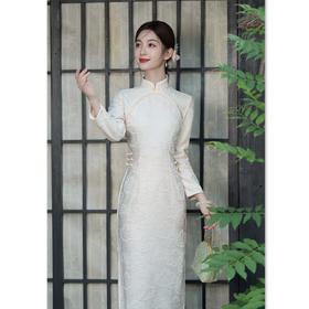 GX改良新中式长款素雅少女款旗袍2025秋季新款复合针织提花时尚旗袍