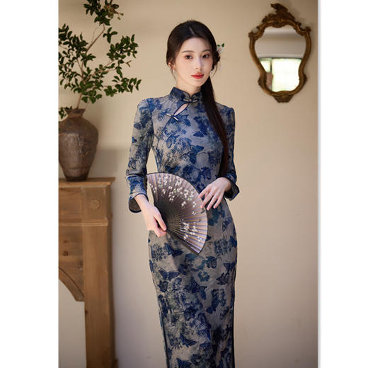 GX2025早秋款中国风长款斜襟新中式改良旗袍女装少女改良日常旗袍裙 商品图0