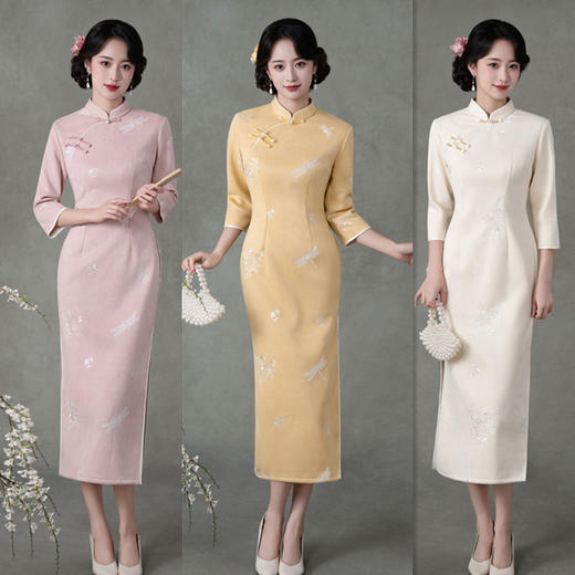 GX麂皮绒绣花文艺范改良旗袍2025秋冬新款复古年轻款小清新少女旗袍 商品图0