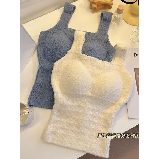【新款】带胸垫加绒吊带背心 羊羔绒毛绒保暖打底衫 秋冬免穿文胸一体式内搭 商品图1