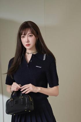 MiuMiu 缪缪 polo领麻花纹理针织（WG）