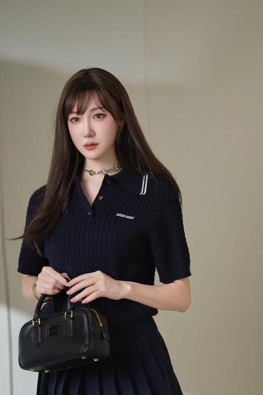 MiuMiu 缪缪 polo领麻花纹理针织（WG） 商品图0