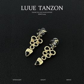 香奈儿 镂空爱心吊坠 金属耳环女金色-（XK）