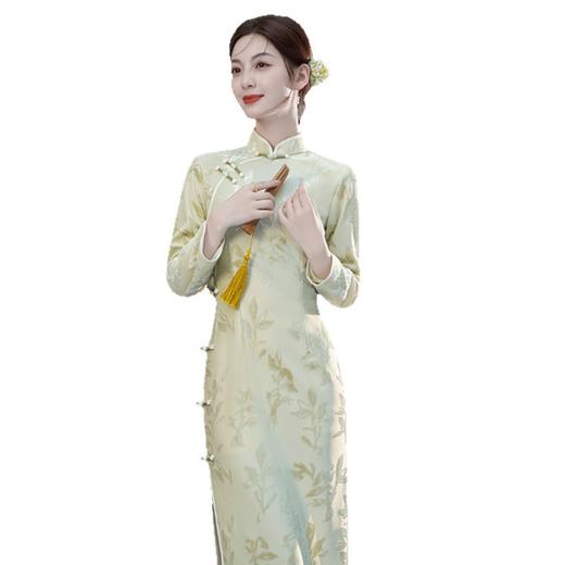 GX植绒长袖少女款旗袍2025秋季新款复古国风年轻女士日常修身旗袍裙 商品图4