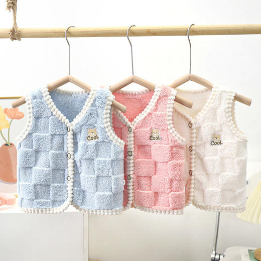新款儿童加绒马甲男童保暖背心柔软内穿秋冬女童坎肩开衫马甲外穿 商品图3
