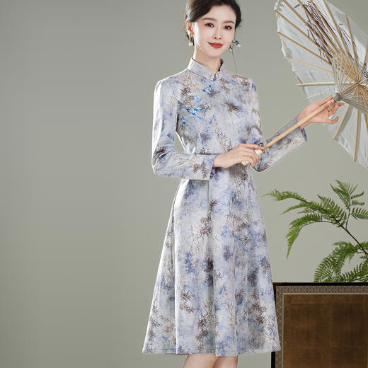 【竹佩】改良复古长袖日常，新中式国风旗袍连衣裙XGT-T25127 商品图3