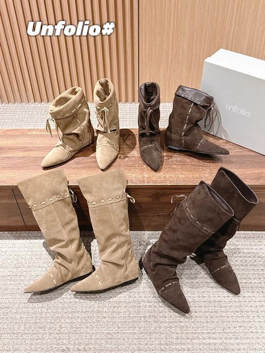 𝐔𝐧𝐟𝐨𝐥𝐢𝐨25秋冬新款复古西部牛仔靴(DBG) 商品图0