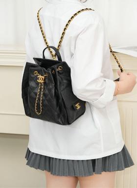香奈儿  25B 系列 双肩Bag 黑金 中号（LZ*MM）