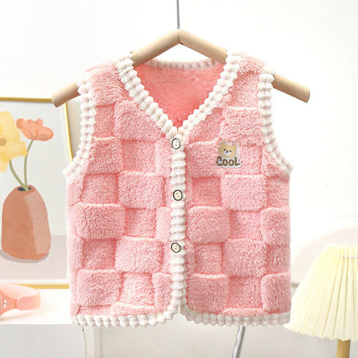新款儿童加绒马甲男童保暖背心柔软内穿秋冬女童坎肩开衫马甲外穿 商品图0