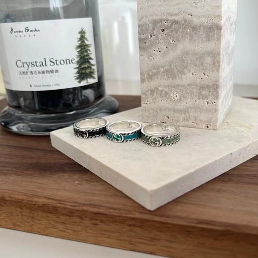 古驰 925纯银 互扣式珐琅戒指，于文文同款 情侣款对戒（XK） 商品图8