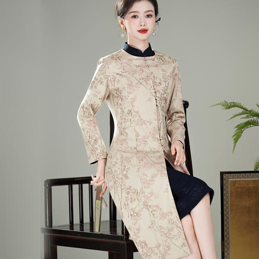 【炎竹】圆领新中式国风改良旗袍，搭配唐装大衣外套XGT-Q25136 商品图1