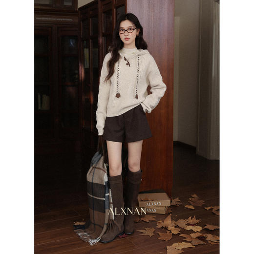 鹿向南「焦糖落霜」咖色高腰百搭休闲短裤女2025秋冬季小个子西裤 商品图1