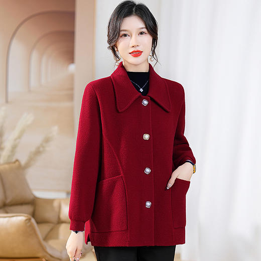 W369-613-118-188中年妈妈秋装外套女短款2025新款高贵中老年秋冬洋气呢子大衣 商品图3