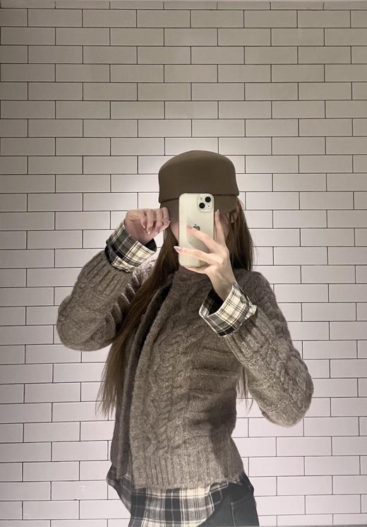 Acne Studios 25Fw早秋新款 绞花格纹拼接假两件羊毛针织开衫(DQJ*MM) 商品图9