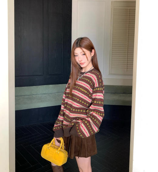 缪缪25FW秋冬新款 费尔岛复古撞色提花针织毛衣（DQJ*MM） 商品图1