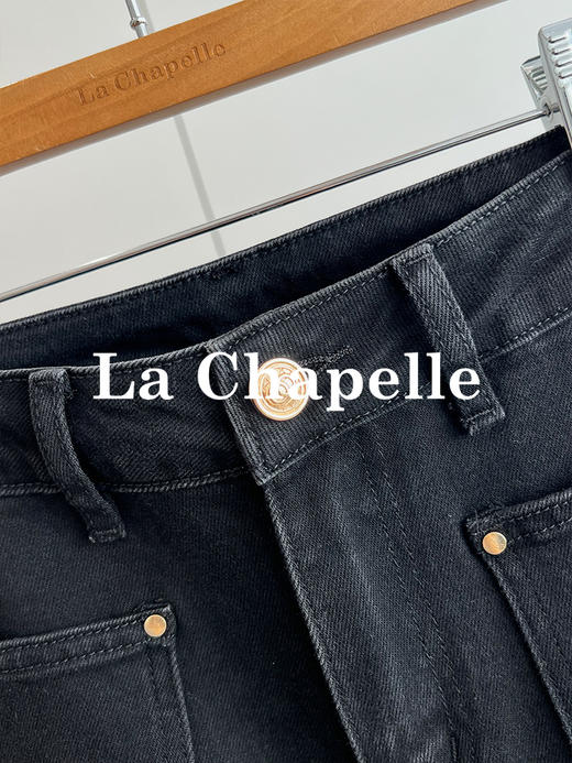 会员福利【小个子天菜】拉夏贝尔/La Chapelle高腰显瘦直筒烟管裤小个子牛仔裤秋季新款百搭九分裤 商品图4