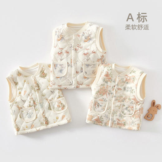 婴儿马甲秋冬款a类外穿坎肩宝宝儿童背心马甲女男童纯棉加厚马夹 商品图1