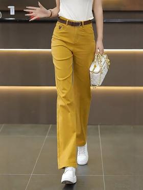 姜黄色牛仔直筒裤女2025年春秋季新款高腰小个子显瘦宽松阔腿裤子
