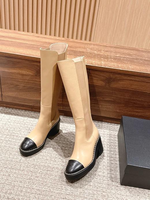 香奈儿 新款拼接链条粗跟长靴 （ZX*DBG） 商品图2