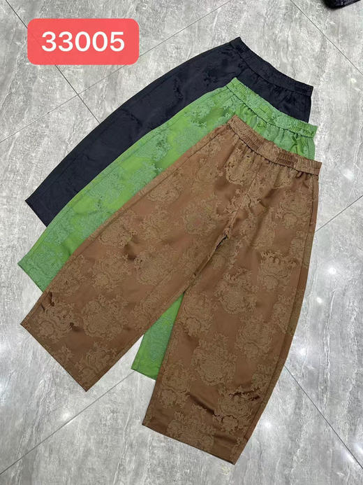 原单新款立体浮雕新中式国风宽松人丝香云纱花苞裤九分阔腿裤 商品图4