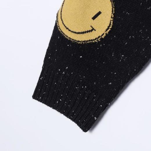 82521SDSA男士秋冬新款痞帅男装潮牌撞色笑脸印花V领针织衫毛衣百搭潮 商品图4