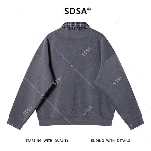 SDSA男士秋冬新款痞帅男装潮牌半拉链拼接翻领卫衣百搭宽松上衣 商品图5