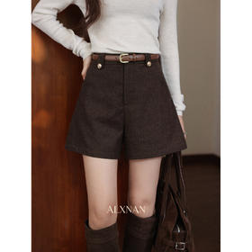 鹿向南「焦糖落霜」咖色高腰百搭休闲短裤女2025秋冬季小个子西裤