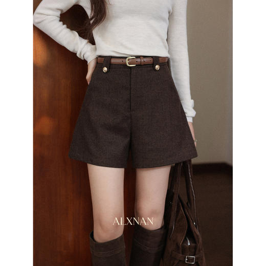 鹿向南「焦糖落霜」咖色高腰百搭休闲短裤女2025秋冬季小个子西裤 商品图0