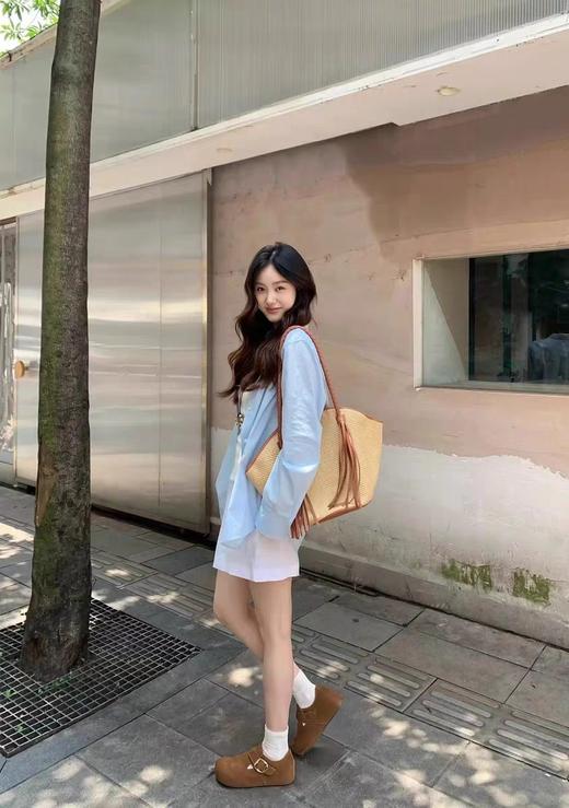 吐司厚底全包博肯复古真皮反牛皮软底增高鞋 商品图1