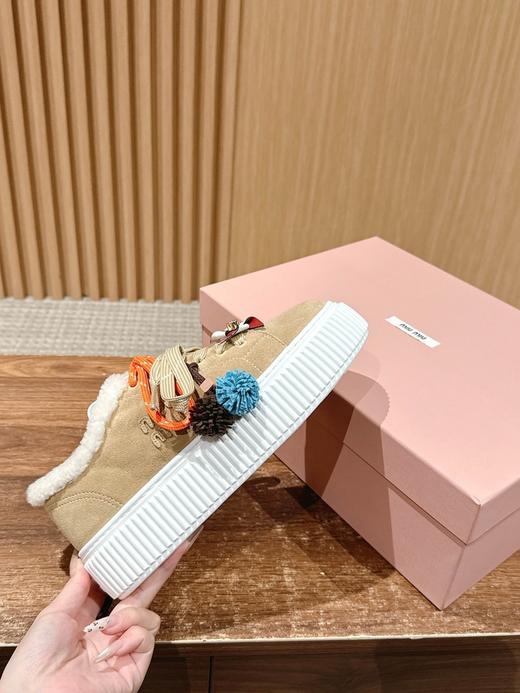 缪缪 秋冬新款 厚底  休闲小白鞋 羊毛饼干鞋 加绒(DBG) 商品图12