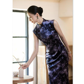 GX港风长款无袖丝绒旗袍2025初秋新款复古国风年轻款日常旗袍连衣裙