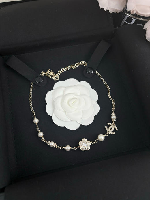 香奈儿 新款🆕 镶满钻花朵星星钻 双C 珍珠金色项链手链（ZS*XK） 商品图1