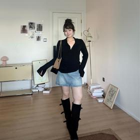 25AW上新 软软同款【空气衫】简约百搭修身收腰腰部捏褶大翻领T恤