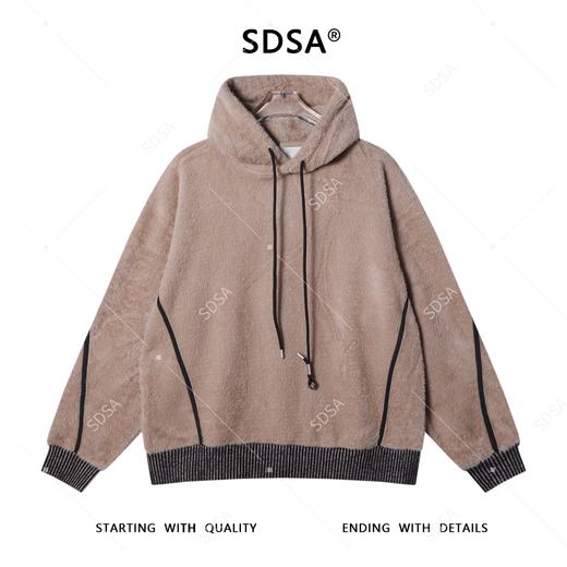 51906SDSA男士秋冬新款痞帅男装潮牌绒面撞色织带抽绳连帽卫衣百搭时尚 商品图1