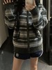 马海毛毛绒针织经典条纹外套（蕾姐灰黑色L，棕色XL ） 商品缩略图5