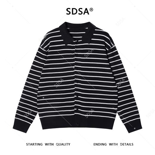 82510SDSA男士秋冬新款痞帅男装时尚简约撞色条纹翻领纽扣开衫针织毛衣 商品图1